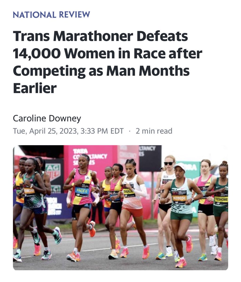 JPHilllllll's tweet photo. This framing is fucking insane. 

Headline: DEFEATS 14,000 WOMEN

Article: Came in 6160th place https://t.co/W1WGbhlkrh