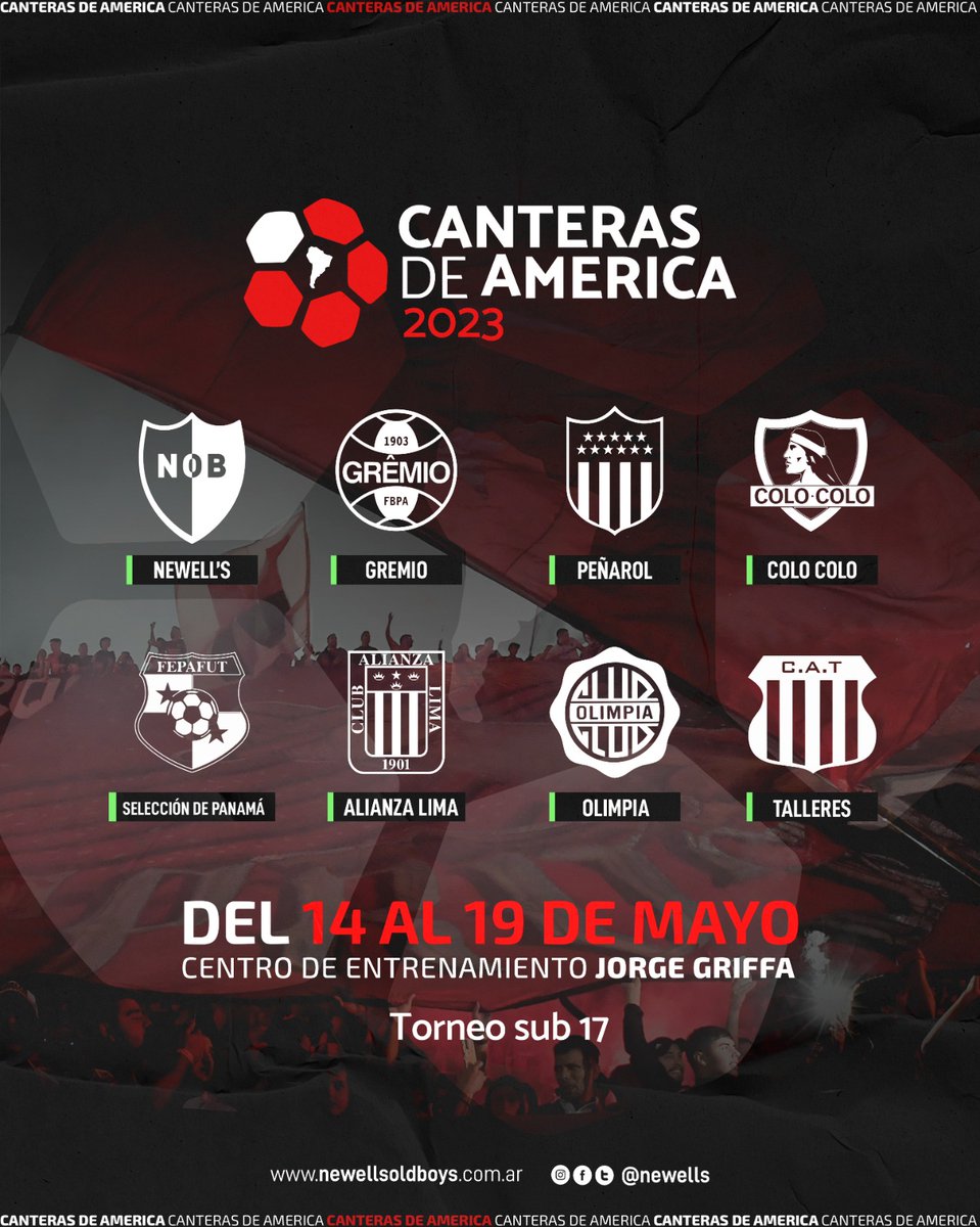 Newells's tweet photo. 𝐂𝐚𝐧𝐭𝐞𝐫𝐚𝐬 𝐝𝐞 𝐀𝐦𝐞́𝐫𝐢𝐜𝐚 𝐯𝐨𝐥. 𝐈𝐈

🏆 El certamen internacional sub 17 vivirá su segunda edición en el mes de mayo. Más info 📝 https://t.co/zsIv34QYh3

🇦🇷 #Newells y Talleres
🇧🇷 Grêmio
🇺🇾 Peñarol
🇨🇱 Colo Colo
🇵🇪 Alianza Lima
🇵🇾 Olimpia
🇵🇦 Selección de Panamá https://t.co/iRWYIsr8t2