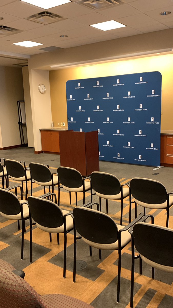 edavis_mn's tweet photo. The room is set for open forums with finalists for Minnesota State Chancellor https://t.co/XWUWyX0P59