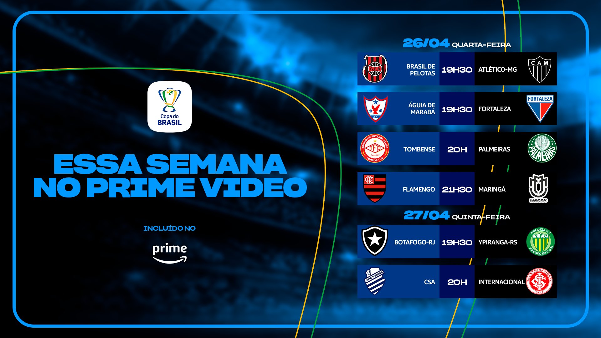 Qual jogo da Copa do Brasil o Prime Video vai passar essa semana?