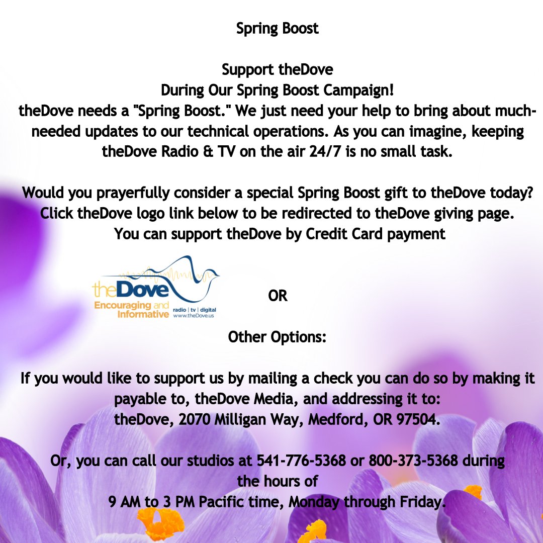 theDoveOnline's tweet photo. Support theDove Spring Boost today.    #charitable  #focustoday #boost https://t.co/1k5tq7TtIX