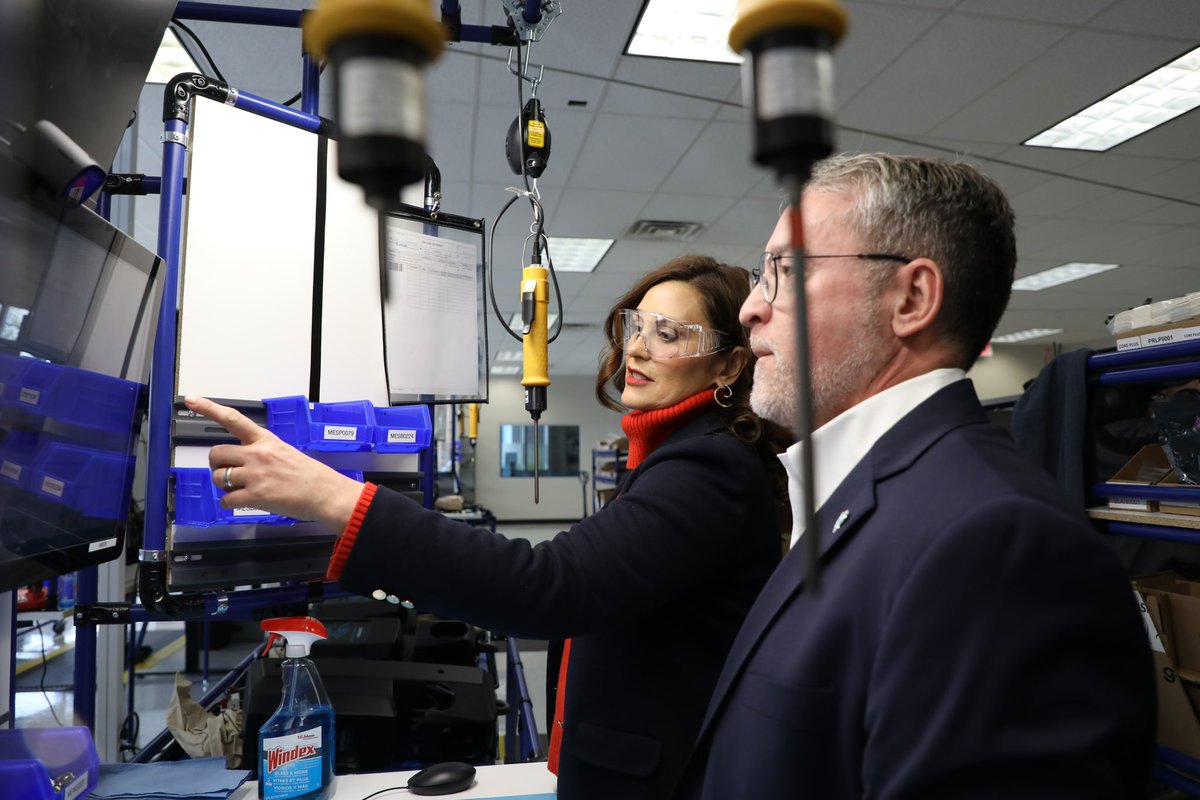 GovWhitmer's tweet photo. We’re celebrating our ongoing efforts to build up our EV charging network and lead the future of mobility.

We’ve been competing to bring manufacturing jobs and supply chains home to Michigan. Let’s keep our foot on the accelerator and move our state forward. https://t.co/TaTh80xj8p