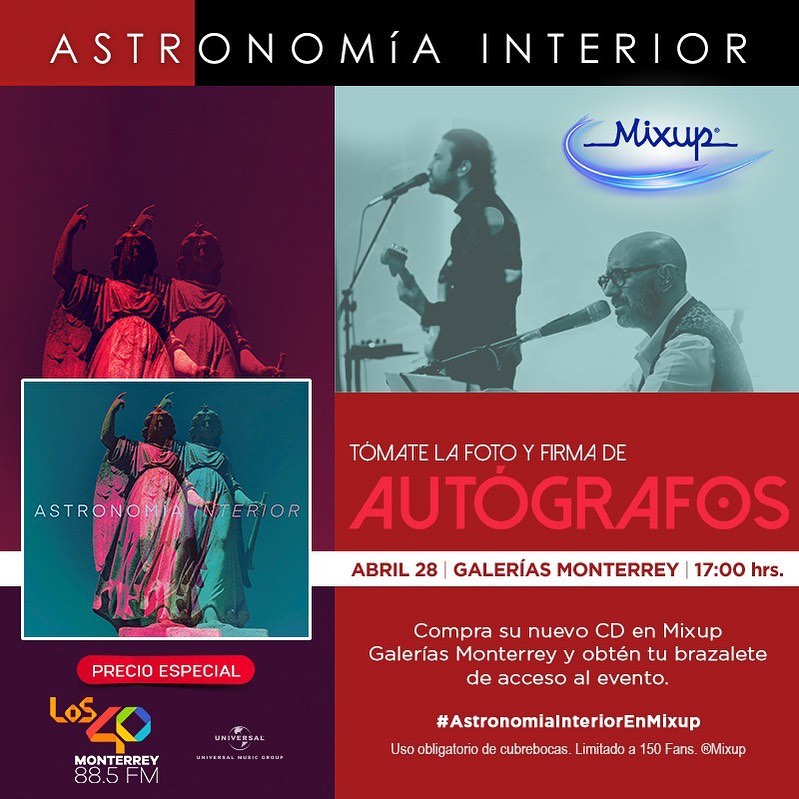 El 28 de abril es la firma de autógrafos de Astronomía Interior @AstronomiaInte2 en Mixup Galerías Monterrey, ¡no te la pierdas!: