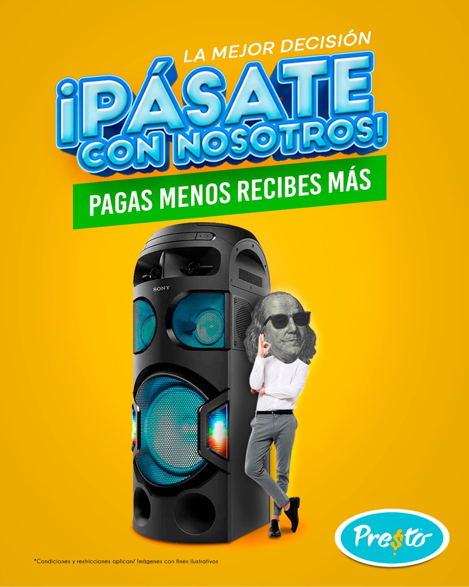 presto_sv's tweet photo. ¿𝗣𝗮𝗴𝗮𝘀 𝗺𝗮́𝘀 𝗱𝗲 𝗹𝗼 𝗾𝘂𝗲 𝗱𝗲𝗯𝗲𝗿í𝗮𝘀? 👏 TRASLADATE O PASATE a Presto 

¡Es hora de cambiar eso! En Presto pagas menos al empeñar tus electros, compruébalo 😎

Solicita tu PRE-VALÚO GRATIS en tu agencia más cercana: https://t.co/oEtuiYqtLw https://t.co/jlxrhuhcuW