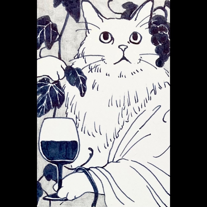 酒ノ神 ミワさんとバッカスさん  #InkDrawing #ペン画 #絵 #イラスト  4/28-30猫画個展@神田