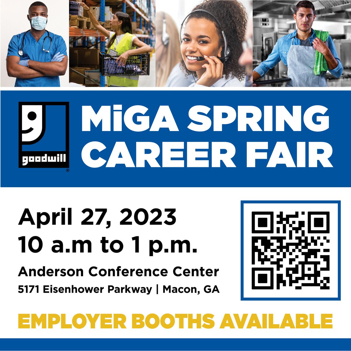 Looking for work or to learn more about Helms College's programs of study in Culinary, Health Services or HVACR? Come out to <a href="/GoodwillWorks/">Goodwill of Midddle Georgia</a>' MiGA Spring Career Fair tomorrow between 10 a.m. to 1 p.m. at the Anderson Conference Center in Macon. #Careers #trades #MaconGa