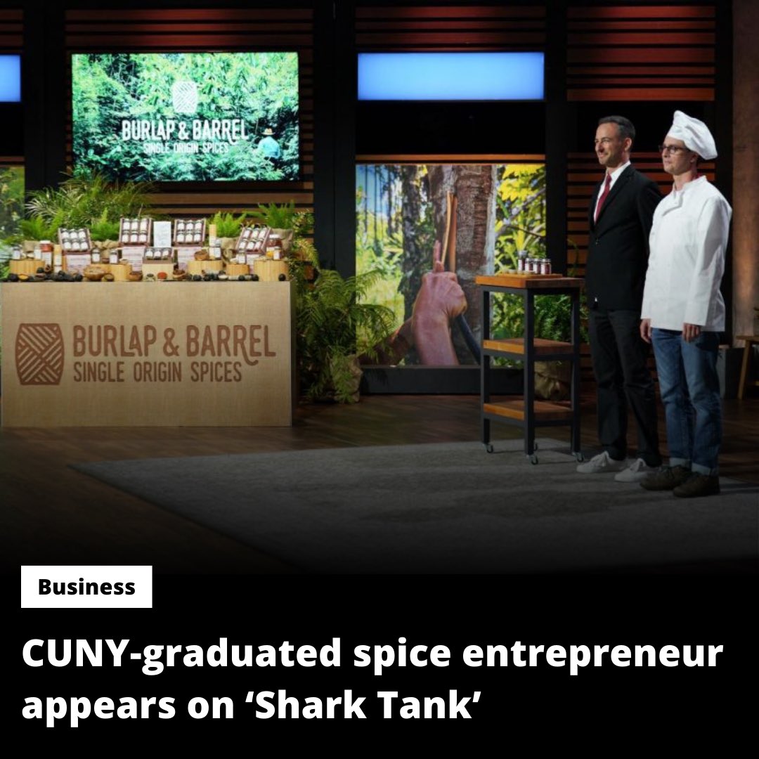BaruchTicker's tweet photo. @CUNY alum Ethan Frisch appeared on the April 7 episode of the business reality show @ABCSharkTank to pitch his imported spice company, @burlapandbarrel. Frisch graduated from @macaulayhonors at City College in 2008. https://t.co/2b5iQ74WxP