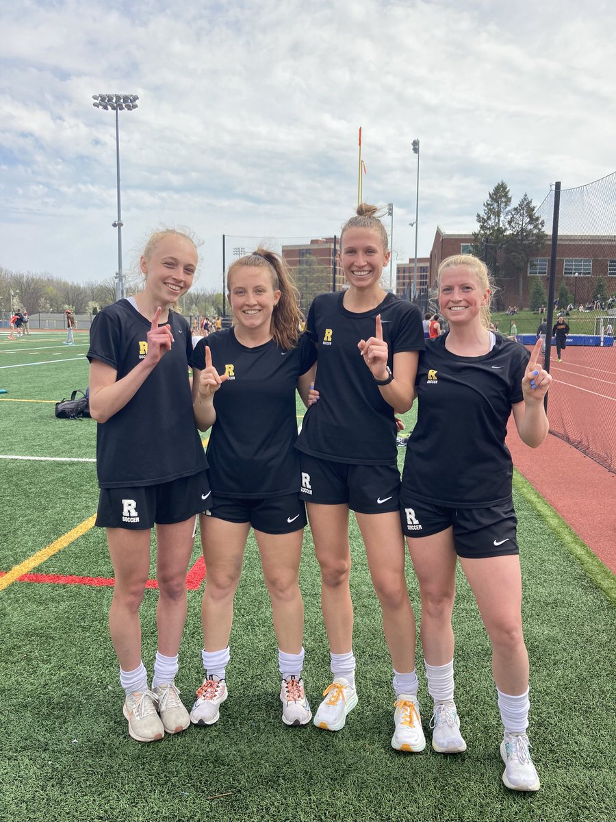 URwomenssoccer's tweet photo. This past weekend we won the inaugural UR Organizations 4x100 special relay! Shoutout to Syd Cog, Mia, Tess and Cohen for bringing it home! #gojackets🐝 https://t.co/MvmGdG8o2V