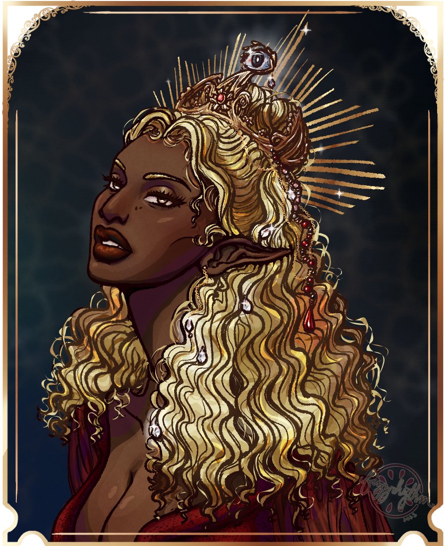 i fell in love w @meka_rer's art so I did a little study here with my PC and tried to learn a thing or two!! I'm mostly trying to get the hard shadows/highlights and the colors... I have more to learn but i love how she turned out 😌#dnd #dungeonsanddragons #dndoc #dndart