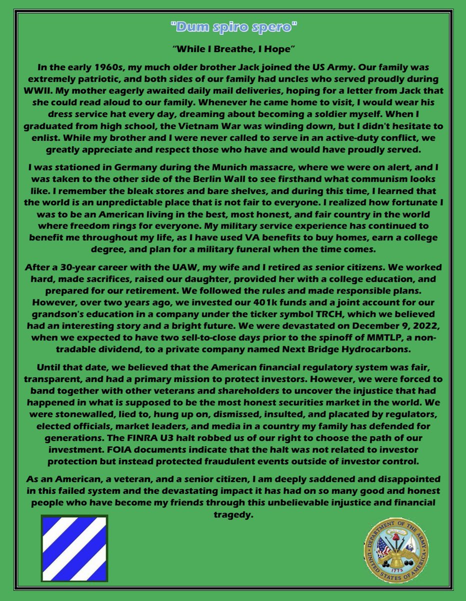 JoeFreeway28's tweet photo. $MMTLPVets will cont. to share our stories tom!! Loyalty,
Duty, Respect, Selfless Service, Honor, Integrity, Personal Courage, everything we stand for and refuse to sacrifice.
"Valor is stability, not of legs and arms, but of courage and the soul."
#ReleaseTheBlueSheetsForMMTLP https://t.co/O7wZWsxyDW