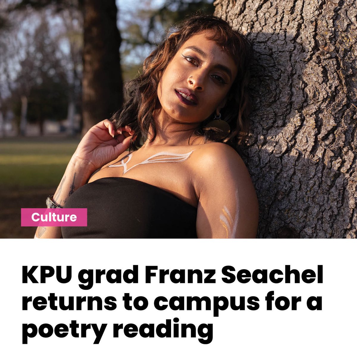 #CULTURE: KPU grad Franz Seachel returns to campus for a poetry reading

Seachel is this month’s feature for Speak Truth, a monthly open mic event

#KPU #KwantlenU #poetry
ow.ly/tZxt50NVCeT