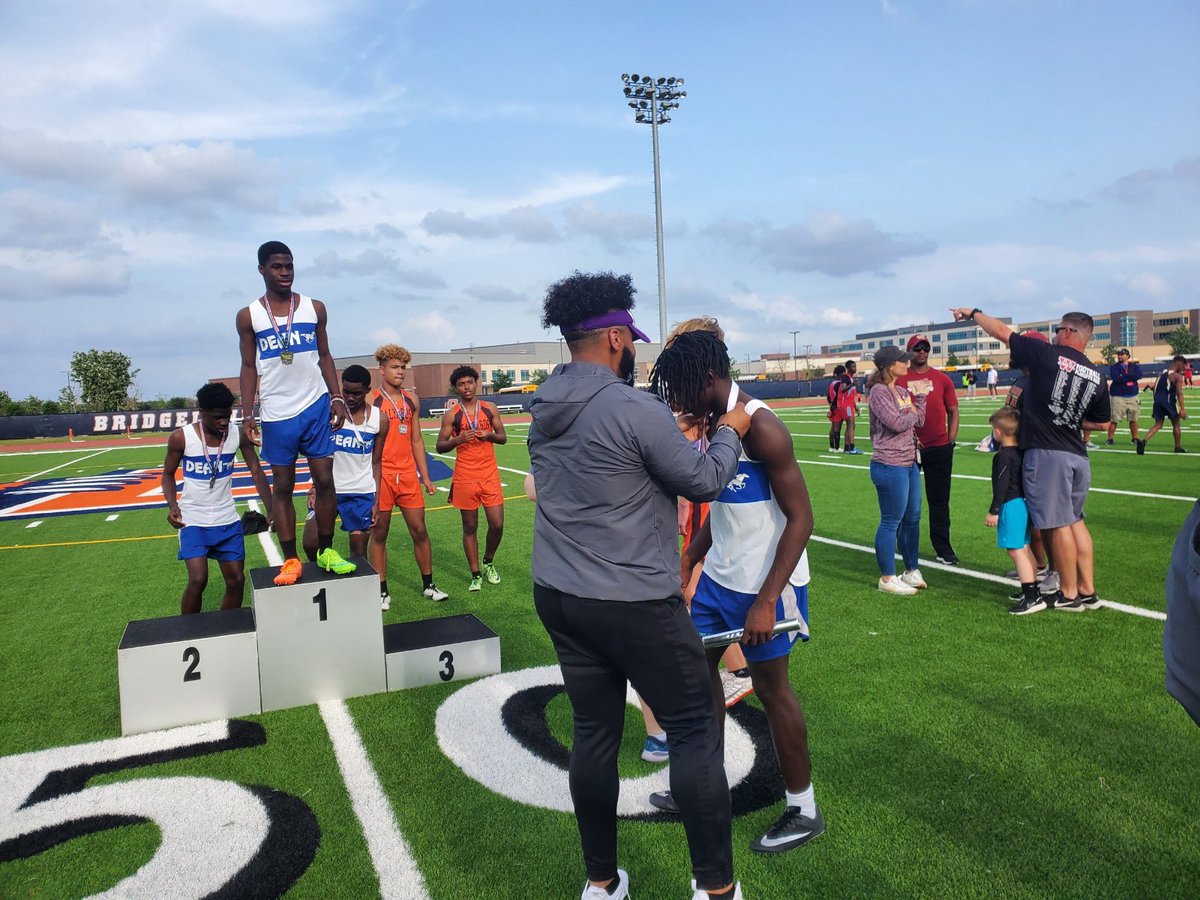 We win! We win! We win again! @CyFairISD 8th grade boys 4x100 relay champs!!!