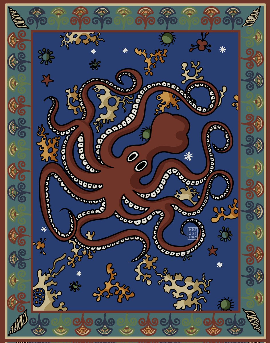 artistfuly's tweet photo. My Minoan Octopus illustration 🌱🐙 https://t.co/nKY2BKNuaK