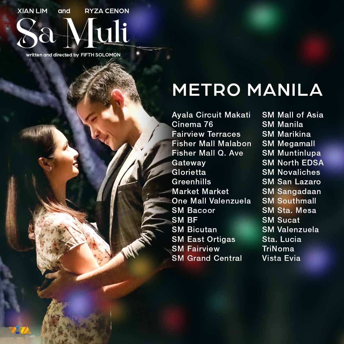 VIVA_Films's tweet photo. SA MULI is Now Showing In Cinemas Nationwide!

Let's have a movie-date kasama sina Xian Lim at Ryza Cenon sa 'SA MULI'. Written and directed by Fifth Solomon. 

#SaMuliNowShowing #SaMuli #XianLim #RyzaCenon https://t.co/8ReIpruYjz