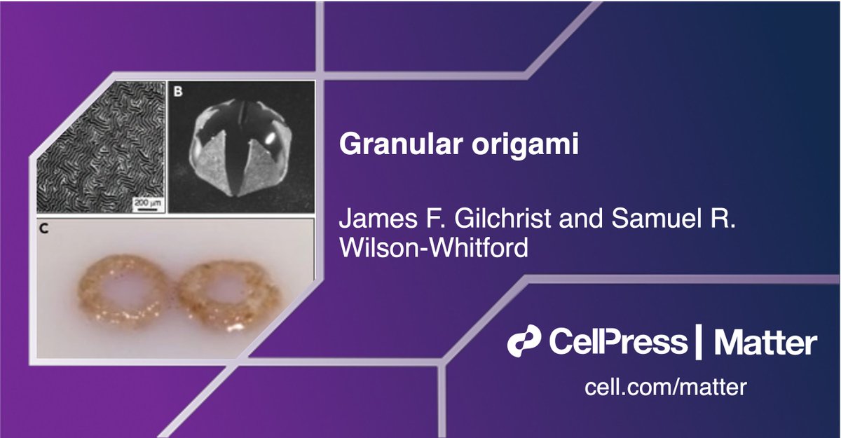 Matter_CP (@matter_cp) on Twitter photo James F. Gilchrist and Samuel R. Wilson-Whitford highlighted the work of Arman Guerra and Douglas P. Holmes about elastogranular sheets in #MatterIssue46! <a href="/dpholmes/">Douglas Holmes</a>, @BostonUniversity
Read more: bit.ly/3Vgj8Lp James F. Gilchrist and Samuel R. Wilson-Whitford highlighted the work of Arman Guerra and Douglas P. Holmes about elastogranular sheets in #MatterIssue46! <a href="/dpholmes/">Douglas Holmes</a>, @BostonUniversity
Read more: bit.ly/3Vgj8Lp