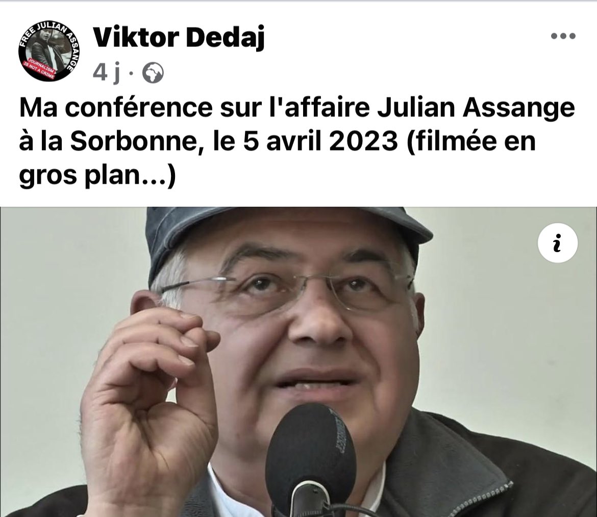 ele2broissia's tweet photo. https://t.co/CNO60hT8SN “The mechanisms of disinformation: the media crucifixion of Julian Assange” by Viktor Dedaj in French done at the Faculty of Law Sorbonne on April 5, 2023
#TruthStory #JulianAssange https://t.co/epiIkFzlic