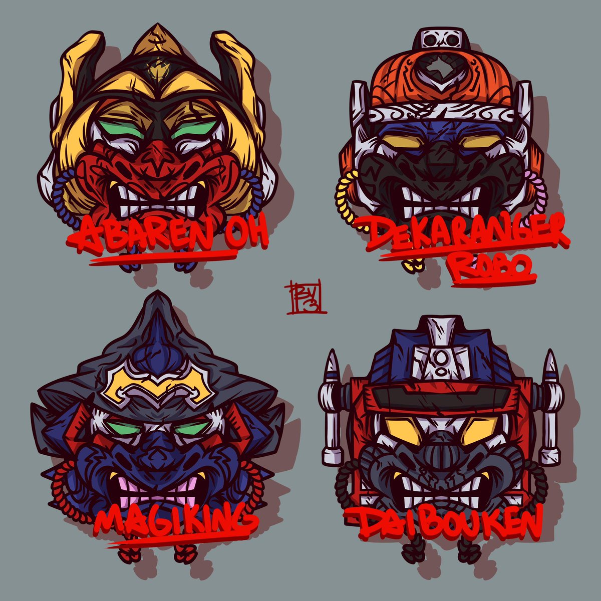BY13x's tweet photo. Sentai Robo Menpō- 7
#art #doodle #drawing #fanart #supersentai #menpo #スーパー戦隊 #面頬 #AbarenOh #アバレンオー #DekarangerRobo #デカレンジャーロボ #MagiKing #マジキング #DaiBouken #ダイボウケン https://t.co/Seh840xqNw