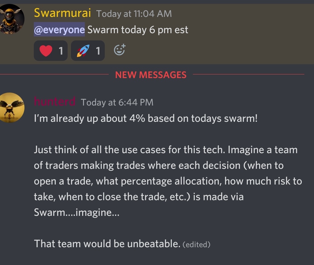 LFG the Swarm is Crushing it. Join today 20% off the first month code SWARM20