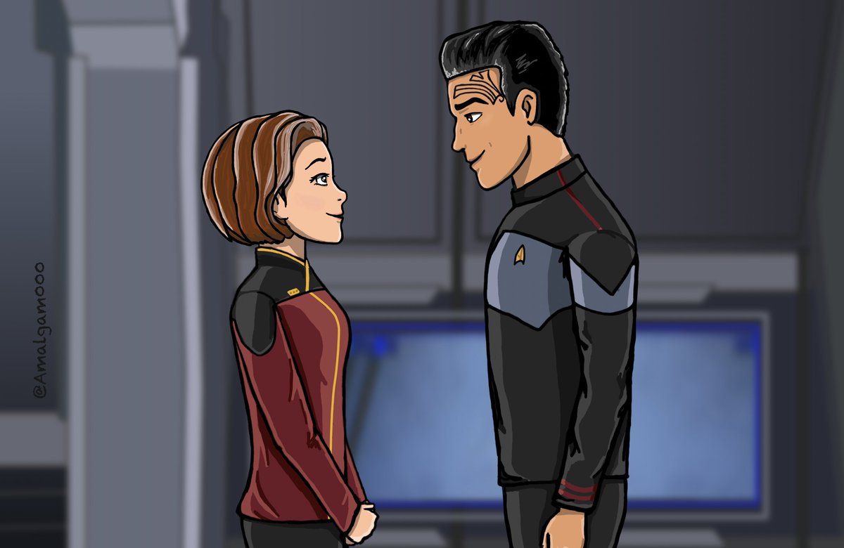 Amalgam000_JC's tweet photo. #JCfanart project of the week β€οΈ Couldn't resist paying homage to the wonderful #JC scene in #Asylum... and then turning it into anAU version! ππ₯°(Cause we all know she thought about it! π)
#StarTrekProdigy #JanewayxChakotay #Prodigyfanart #JCdeservedbetter #CantwaittillS2 https://t.co/ucNhUaxHH7