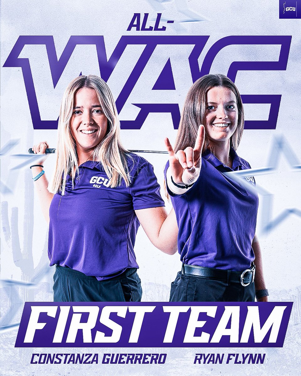 GCU_WGolf's tweet photo. 𝐑𝐞𝐜𝐨𝐫𝐝 𝐛𝐫𝐞𝐚𝐤𝐢𝐧𝐠 season 🏅🏌️‍♀️

Ryan Flynn has been named WAC Freshman of the Year while 5 Lopes earn 6 awards, the MOST in the school’s D1 era‼️

#LopesUp https://t.co/ZNz3ZzbB0j