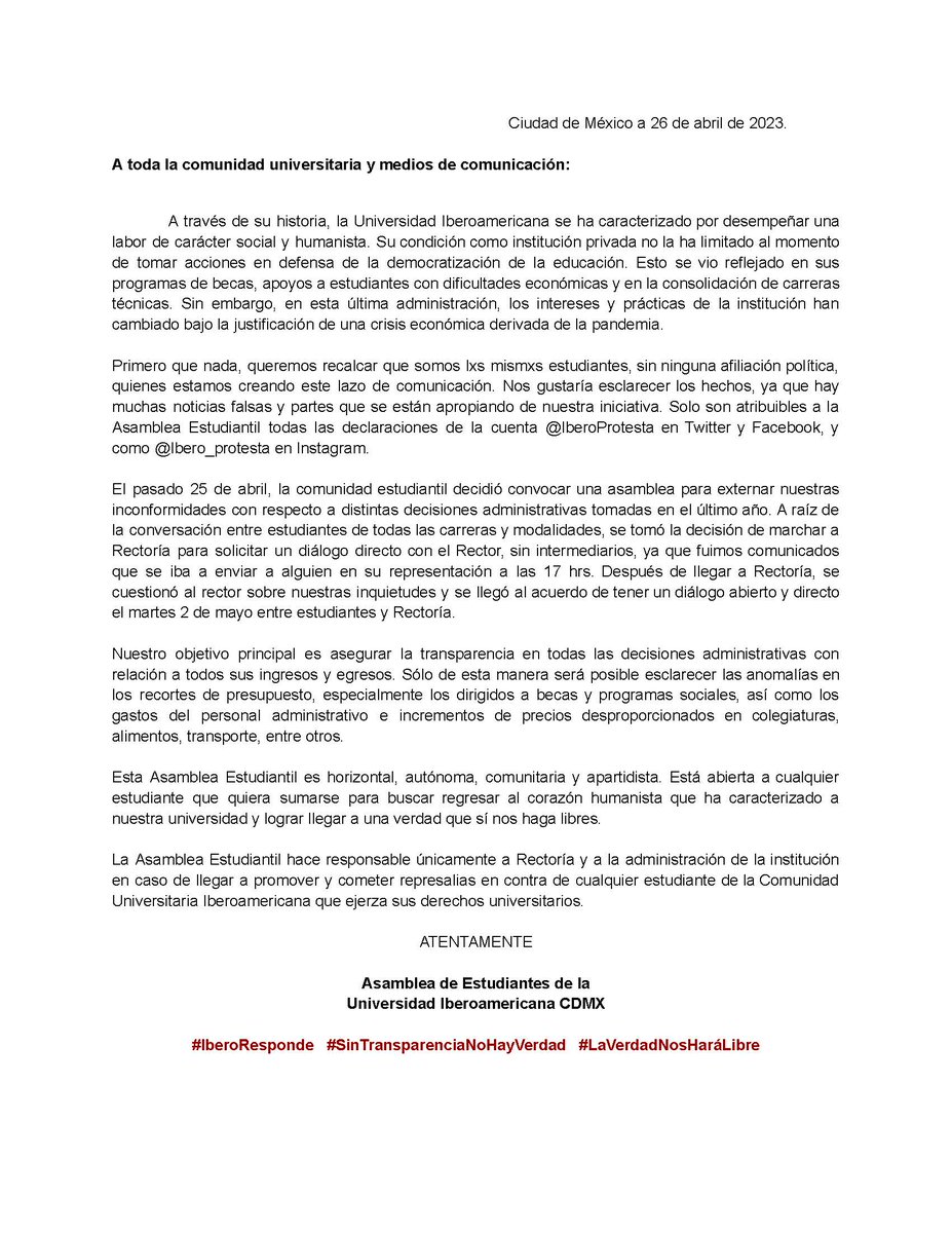 Ibero Protesta tweet media