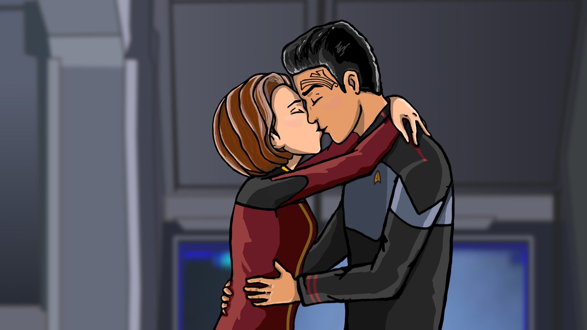 Amalgam000_JC's tweet photo. #JCfanart project of the week β€οΈ Couldn't resist paying homage to the wonderful #JC scene in #Asylum... and then turning it into anAU version! ππ₯°(Cause we all know she thought about it! π)
#StarTrekProdigy #JanewayxChakotay #Prodigyfanart #JCdeservedbetter #CantwaittillS2 https://t.co/ucNhUaxHH7