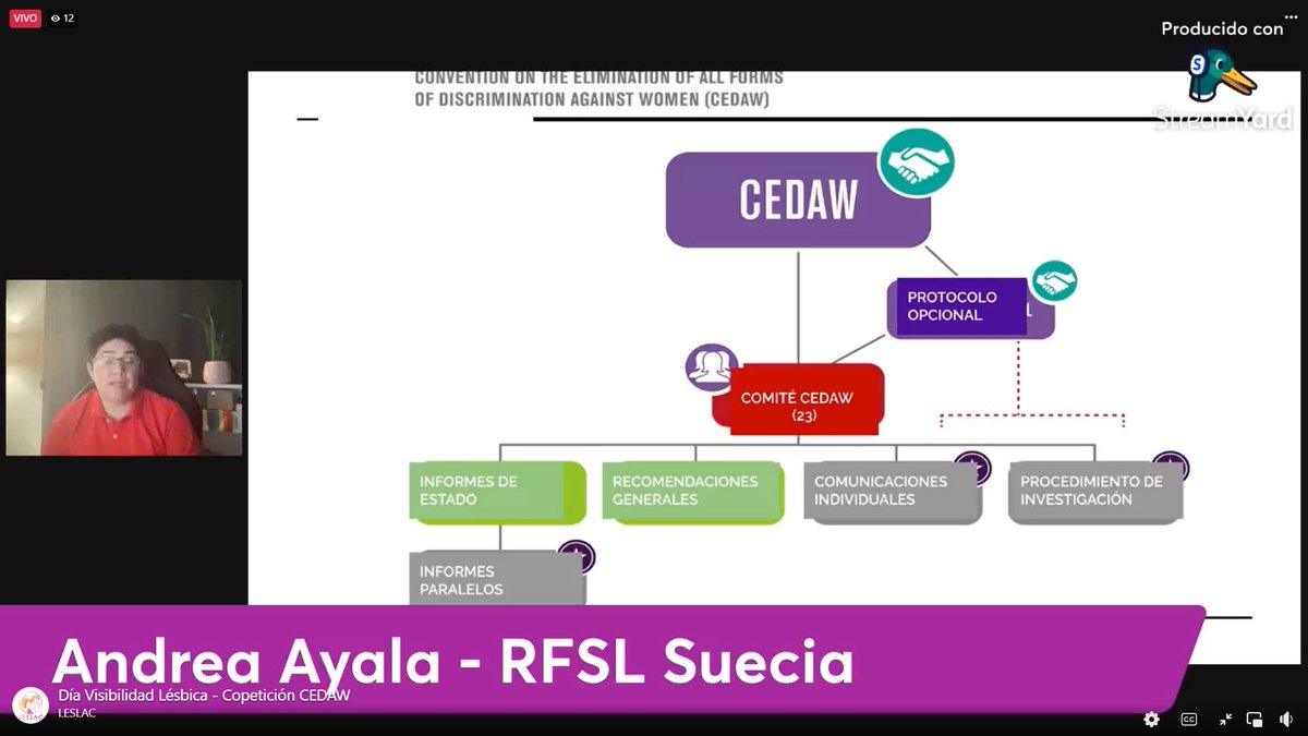 <a href="/ilga_lac/">ILGA LAC</a> <a href="/LESLACred/">LESLAC</a> <a href="/CorporacionFemm/">Corporación Femm</a> 🎙️Andrea Ayala de <a href="/RFSL_official/">RFSL</a> explica lo que es la CEDAW, su Comité y los mecanismos que la sociedad civil puede utilizar.
▶️Sigue el #envivo a través del Facebook de <a href="/LESLACred/">LESLAC</a>