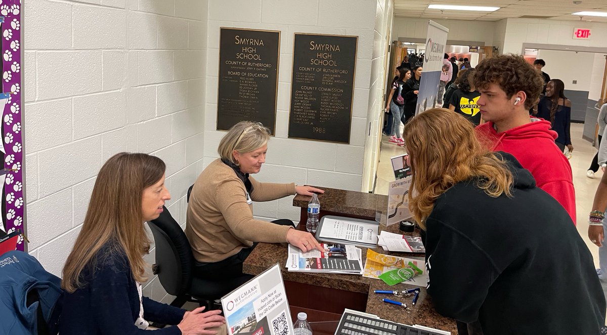 Thanks to Julie Darnell and Holy Hill from Wegmann Automotive. They met with students about some fantastic job opportunities: full-time positions with great benefits right after graduation. #careerconnections @SHS_CTE @RCSCTE #onlyoneSHS