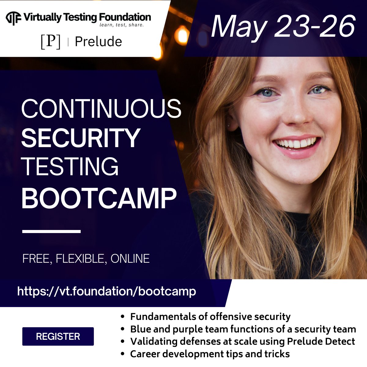 VTFResearch's tweet photo. 🔊 Join our #free May bootcamp and learn why continuous security testing is essential for modern #security operations, as well as gain #hands-on experience with offensive and defensive security tools.

https://t.co/1HlhRJlBmI https://t.co/tZ9DKJzWng