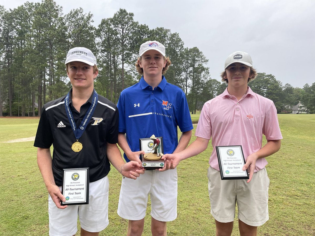 TYGAgolf's tweet photo. Congratulations to all our winners today @ the 7th Pinecrest HS Boys’ Invitational from Pinehurst #6. 

Pinecrest HS wins the team event. 

(3 way tie)🏅 Individual medalists between Holland Giles, Jack Wieler &amp; Carson Etters at -4

Congrats also to our All-Tournament 2nd Team 👏 https://t.co/rVE0I1FeED