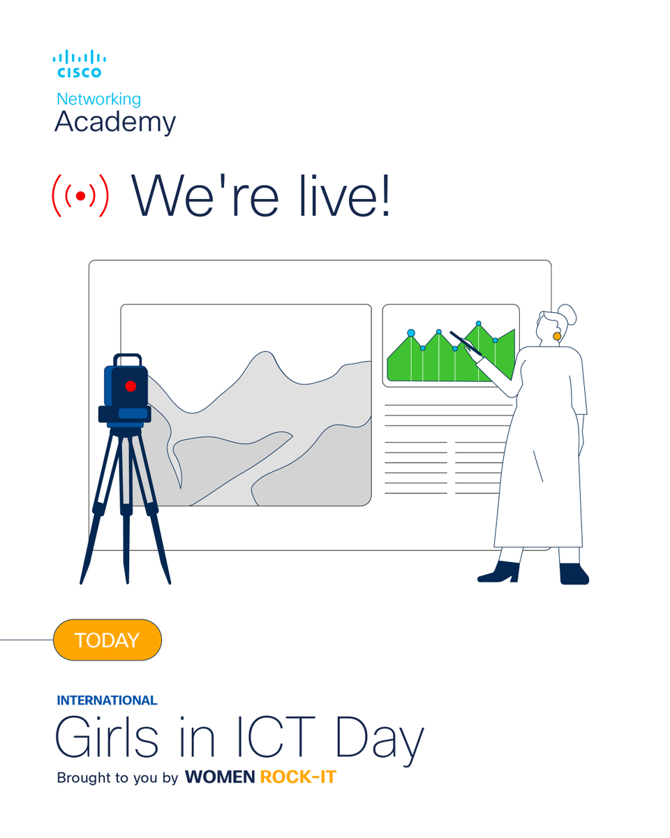 Ready to learn how to combine your passion for #tech and the planet? 
Join today's broadcast for our #WomenRockIT (60-min) global event to celebrate #GirlsinICT Day. 💫
Stay to the end for your certificate of participation. 
Register here: cs.co/6018OpKrm #sustainability