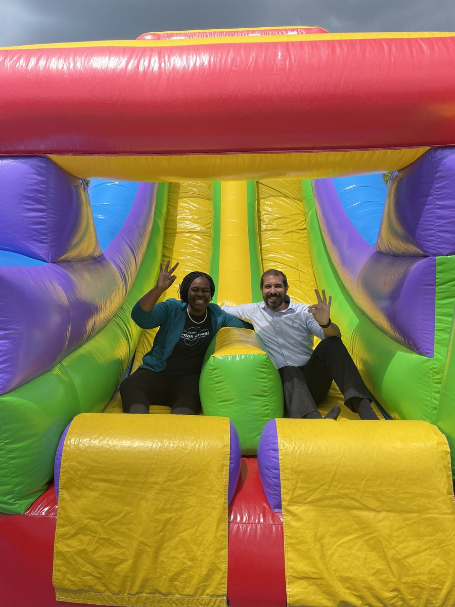 Dr. Hollis and I raced through the inflatable obstacle course for the College Day of Play event @spadonicollege