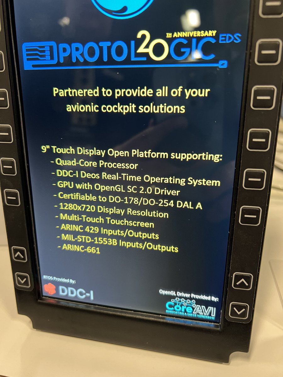Cool demo at the <a href="/GE_Aerospace/">GE Aerospace</a> at #AAAA2023 booth touchscreen open display platform featuring a board from #DDC-i . Deos real time operating system from DDC-I. Check out ddci.com #avionics #aerospace #Army