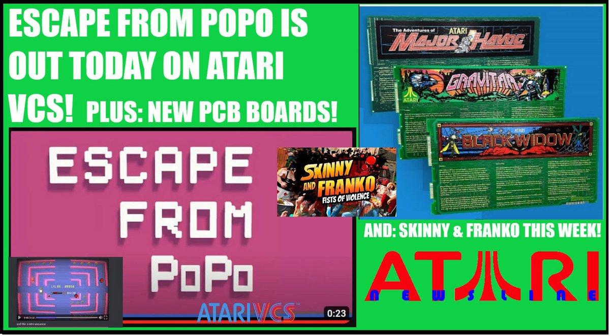 ballistikcoffee's tweet photo. 👉Premiering NOW! #EscapeFromPoPo by @metgan_games Out Today on #AtariVCS! + #Atari drops new #collectible #PCB #arcade boards + #SkinnyandFranko out this week on #VCS! And: What's coming 2 #BCB this week &amp; next! #gaming @Atari #retrogaming #AtariXP Click: https://t.co/UMlhfj5pR3 https://t.co/i11vqlKQDy