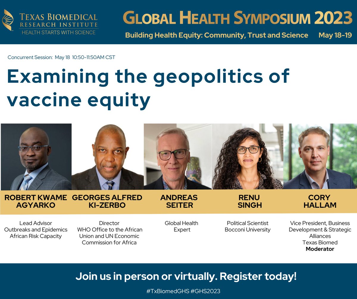 As we champion #WorldImmunizationWeek, please mark your calendars for this important discussion about #vaccine equity @ #TxBiomedGHS 

Free virtual registration: bit.ly/TxBiomedGHS2023

w/@KwameAgyarko @ARCapacity @kizerbogeorgesa @WHOatAUECA @Renu_Singh_ @Unibocconi