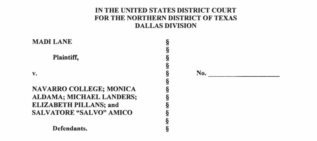 Happening Now. 
In a suit filed in Dallas, TX — famed coach Monica Aldama, Navarro College and others are named in multiple severe counts surrounding culture &amp; “coverup”. 

Read complete details of the suit in its entirety here:

drive.google.com/file/d/1gq_3XB…