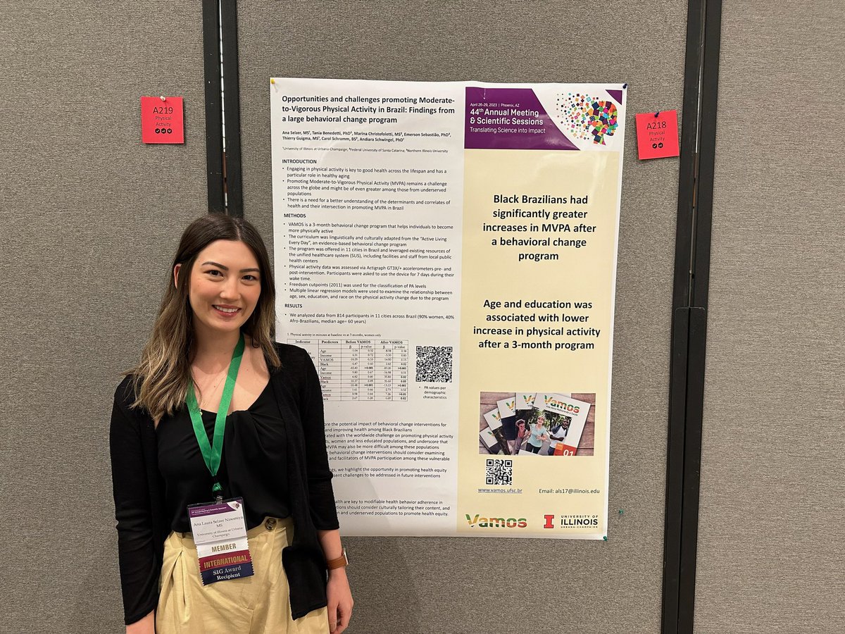 HEALab__'s tweet photo. Check out @anaselzer1’s poster today @#SBM2023 that focuses on physical activity changes from a behavioral change program conducted in Brazil. @KCHillinois @AHSIllinois @BehavioralMed https://t.co/7xoO4Hxh5E
