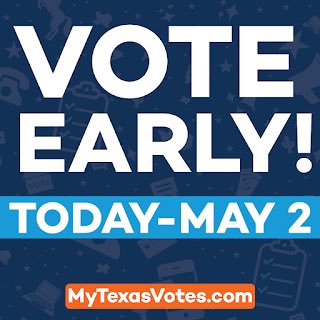 Early voting for the May 6th Local Election starts TODAY! 🗳
Make your plan to vote early for local Texas Democratic candidates and propositions that impact your community! #txlege
📍 Find where to vote at MyTexasVotes.com
📆 Vote TODAY -- May 2nd!