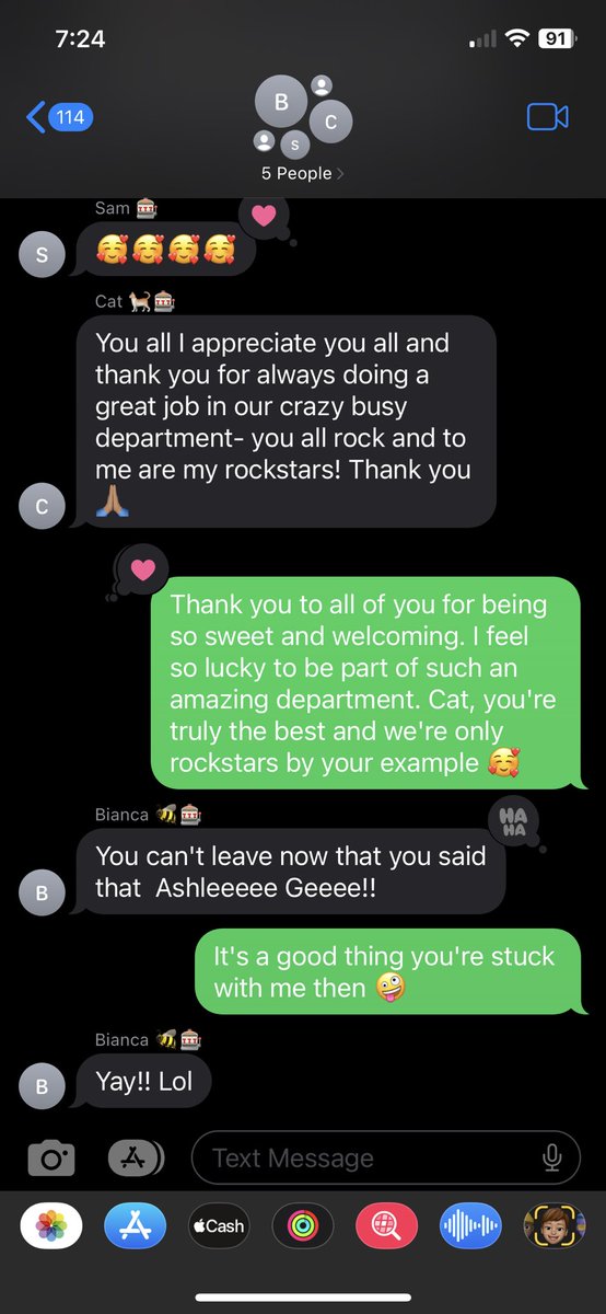 ashleybella's tweet photo. Between being sick and a huge event coming up at work, this week has been stressful. This unexpected text from my boss and co worker completely made my day &amp; feel so valued on the team 🥺 https://t.co/c5ApczpTSG