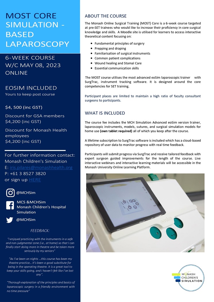 MCH Sim (@mchsim) on Twitter photo FINAL Reminder: Registrations for our MOST Core course is still open. Course commences on May 08, 2023.
Register via the link below: shop.monash.edu/most-core-simu……
<a href="/MonashUni/">Monash University</a>
<a href="/SCSMonash/">Monash University School of Clinical Sciences</a>
<a href="/MonashHealth/">Monash Health</a>
<a href="/MonashChildrens/">Monash Children's</a>
<a href="/SimEdRam/">Ram Nataraja</a> FINAL Reminder: Registrations for our MOST Core course is still open. Course commences on May 08, 2023.
Register via the link below: shop.monash.edu/most-core-simu……
<a href="/MonashUni/">Monash University</a>
<a href="/SCSMonash/">Monash University School of Clinical Sciences</a>
<a href="/MonashHealth/">Monash Health</a>
<a href="/MonashChildrens/">Monash Children's</a>
<a href="/SimEdRam/">Ram Nataraja</a>