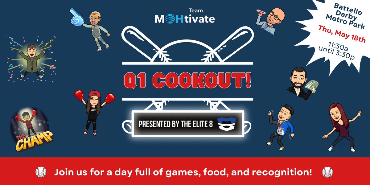 Timothy Ton-Estelle (@timize) on Twitter photo ⚾️ ATTN Team MOHtivate Leadership Team! ⚾️ Join us for our Q1 Recognition Cookout, presented by the #Elite8! ✨ You won’t want to miss this fun time!
@portsmouthadam <a href="/MusicSaviour/">Santino Fallucco</a> <a href="/heatherthrock1/">Heather Throckmorton</a> @RSMSean <a href="/DrummRylie/">BIG DAWG</a>
#TeamMOHtivate #OHPA #BringYourAGame #Elite8 ⚾️ ATTN Team MOHtivate Leadership Team! ⚾️ Join us for our Q1 Recognition Cookout, presented by the #Elite8! ✨ You won’t want to miss this fun time!
@portsmouthadam <a href="/MusicSaviour/">Santino Fallucco</a> <a href="/heatherthrock1/">Heather Throckmorton</a> @RSMSean <a href="/DrummRylie/">BIG DAWG</a>
#TeamMOHtivate #OHPA #BringYourAGame #Elite8