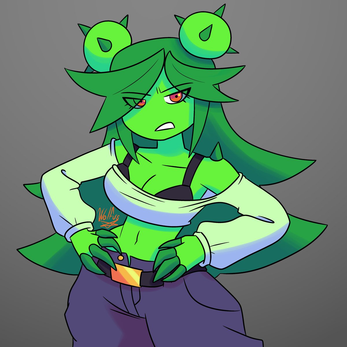 DrekWolfen's tweet photo. @BacunNG Finally, a bit late, but I really wanted to draw her, I love her design! https://t.co/7zd8zbP39B