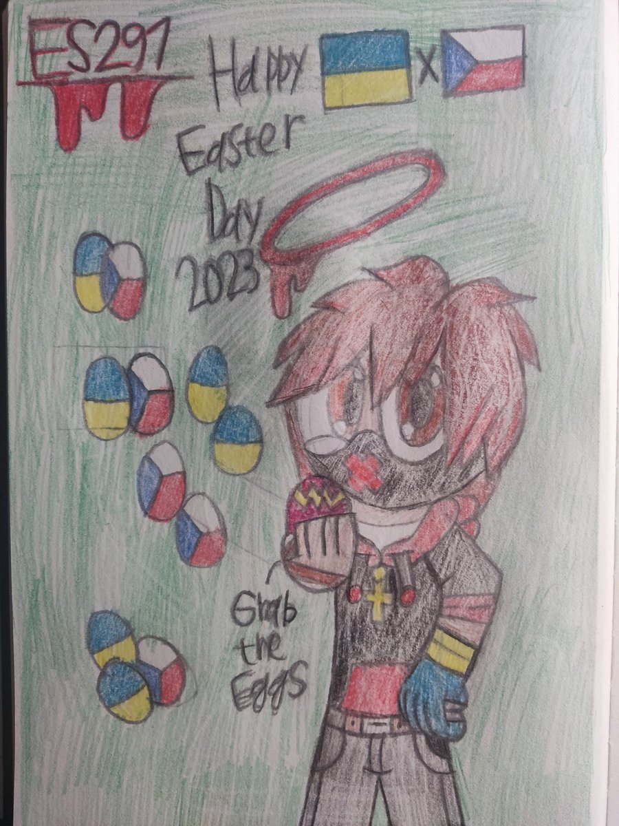 I forgot this my last art for last day of Ukrainian's Easter Day but it's over today, sorry 😅

But be more like it!
Enjoy your like it ❤️🖤❤️

#ArtistOnTwitter #Easter #EasterDay #Easter2023 #HappyEasterDay #HappyEasterDay2023 #MyArts #traditionalart #FullColors