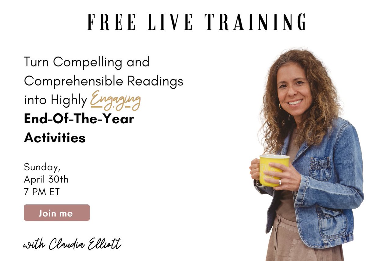 Looking for 💡 to engage students these last weeks? Join me on April 30th at 7PM ET in a live session where I'll share 10 highly engaging activities to use with ANY comprehensible text.  Sign up here ➡️growingwithproficiency.com/liveendoftheye…