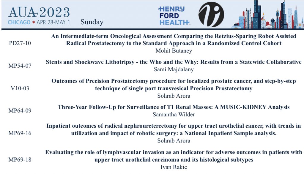 VattikutiUrol's tweet image. The #AUA23 is here! Hello Chicago! 
Proud of our teams work and excited to see their upcoming presentations!  @AmerUrological