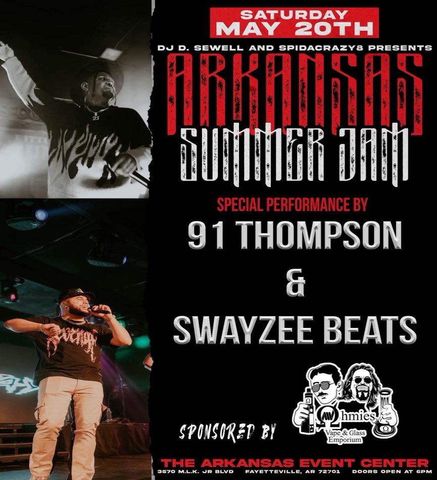 91Thompson_'s tweet photo. ARKANSAS WE BACC🔥🔥🔥 MAY 20TH IN FAYETTEVILLE AT THE ARKANSAS EVENT CENTER 🔥🔥 https://t.co/WHzY5D9pdD