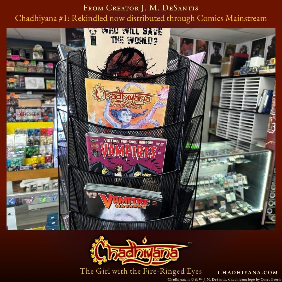 jmdesantis's tweet photo. There's something different about seeing your comic on a store's shelf.
Chadhiyana #1 at @cosmicmonkey in Portland, OR. Thanks to @darkfirepress & @ComicsMain for making this happen!
#writer #artist #creator #comics #ComicsMainstream #Chadhiyana #TheGirlwiththeFireRingedEyea https://t.co/tLqbquBq0d