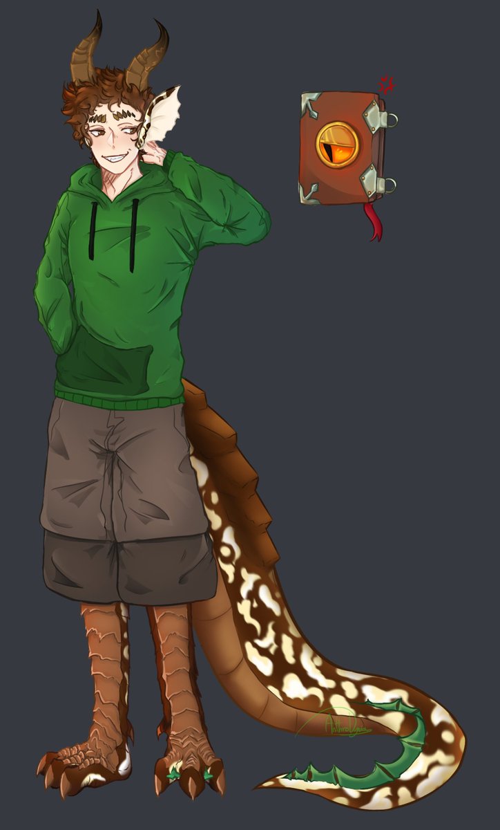 Here's some very !!OLD ART!! (a commission) for today !! I'm not incredibly proud of this piece looking back on it..
the anatomy is messy and the shading is choppy, but I like to think back to how happy and proud I was when I first finished it.

#arttwt #artmoots #commissionsopen