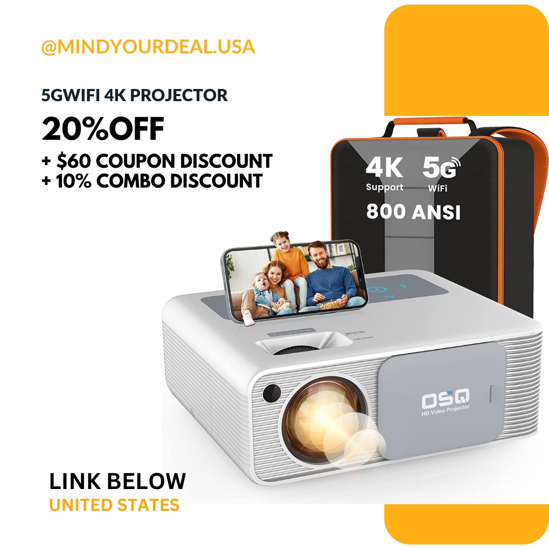 khurpench_mzn's tweet photo. $203.98 (20% off + $60 coupon discount) on 5G WiFi 1080P Projector 4K
Deal (affiliate)- https://t.co/eRNIJYwswv
#deal #sale #projector #tv #4k #5g #wifiprojector #entertainment #meeting #presentation #movie #cinema #tech #gadget #follow #usa https://t.co/o8uHZfDMSr