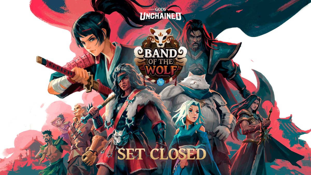 GodsUnchained's tweet photo. 🚨🐺 𝗕𝗔𝗡𝗗 𝗢𝗙 𝗧𝗛𝗘 𝗪𝗢𝗟𝗙 𝗦𝗘𝗧 𝗖𝗟𝗢𝗦𝗘𝗗 🐺🚨

Eiko, Reios, Argus, Chira, Diyva, Gama, Giramonte and yes, even Hortuk and Thaeriel THANK YOU for being part of this groundbreaking set!!! 🔥🔥

More adventures await, Mortals. See you in the ARENA!!! 💪 https://t.co/ru82CGMX42